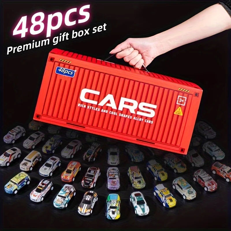 48pcs toy cars, model toy cars, toy cars with storage boxes, regenerative function, Valentine's Day, surprise birthday gifts