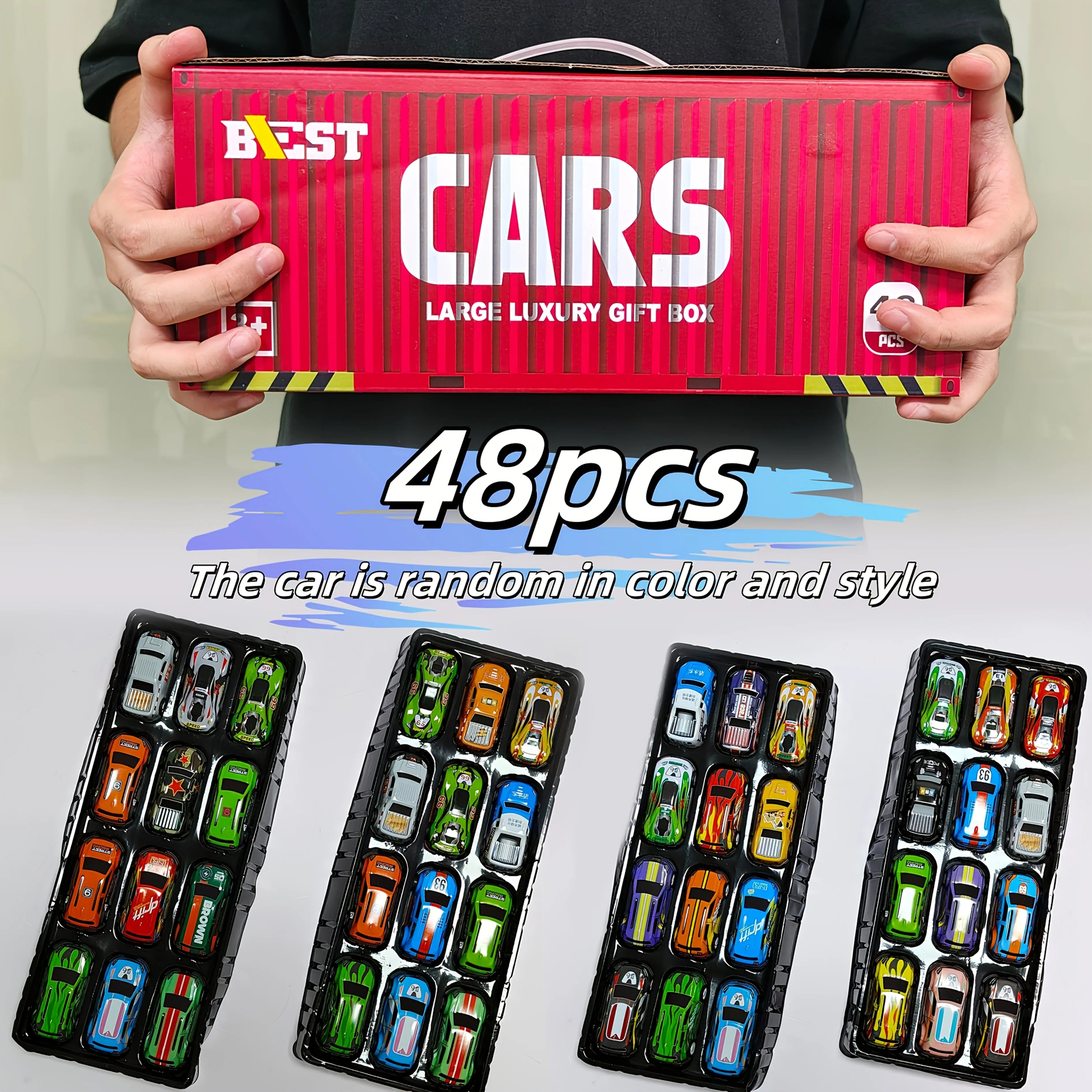 48pcs toy cars, model toy cars, toy cars with storage boxes, regenerative function, Valentine's Day, surprise birthday gifts