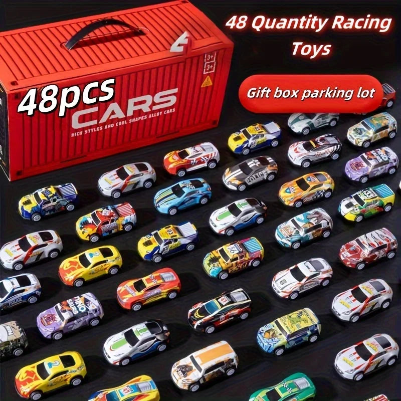 48pcs toy cars, model toy cars, toy cars with storage boxes, regenerative function, Valentine's Day, surprise birthday gifts