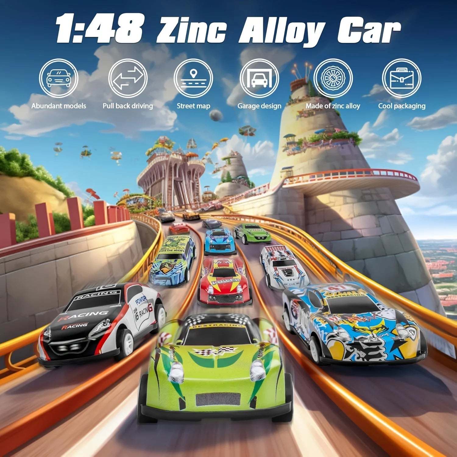 48pcs toy cars, model toy cars, toy cars with storage boxes, regenerative function, Valentine's Day, surprise birthday gifts