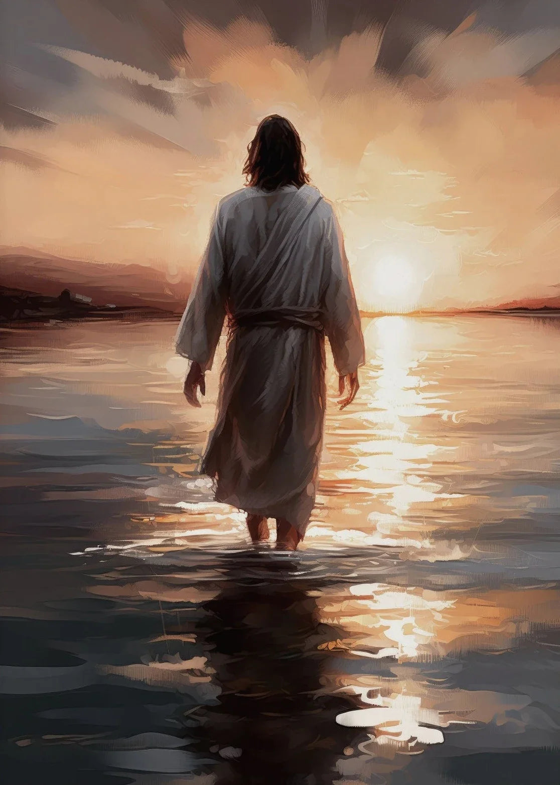 Jesus Lion on Walk Water Christianity Posters Wall Art Pictures Canvas Painting Living Room Bedroom Home Decor Religious Gifts