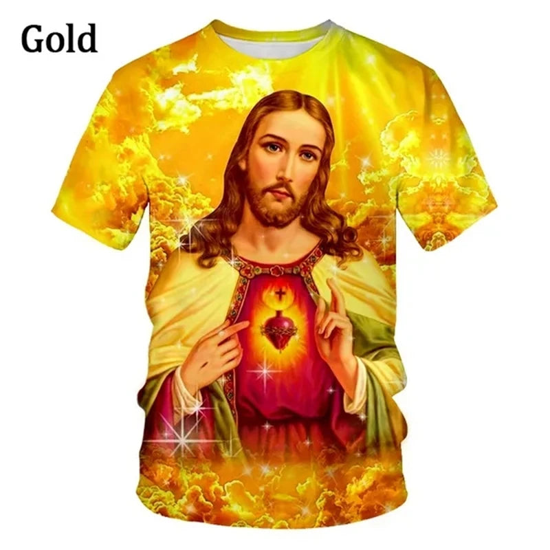 Jesus Love Every Christian 3D Printing T-shirt Summer Fashion Jesus Pattern Men's Women's Short Sleeve Casual Tshirt Ropa Hombre