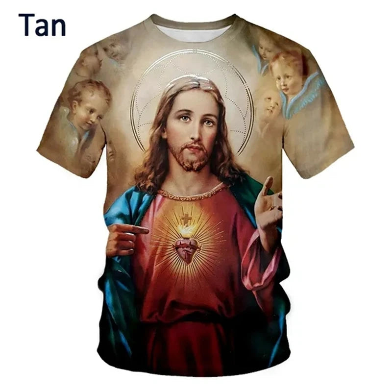 Jesus Love Every Christian 3D Printing T-shirt Summer Fashion Jesus Pattern Men's Women's Short Sleeve Casual Tshirt Ropa Hombre