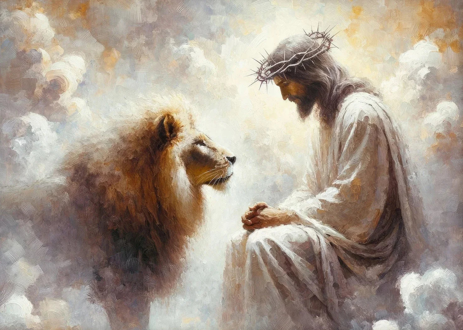 Jesus Lion on Walk Water Christianity Posters Wall Art Pictures Canvas Painting Living Room Bedroom Home Decor Religious Gifts