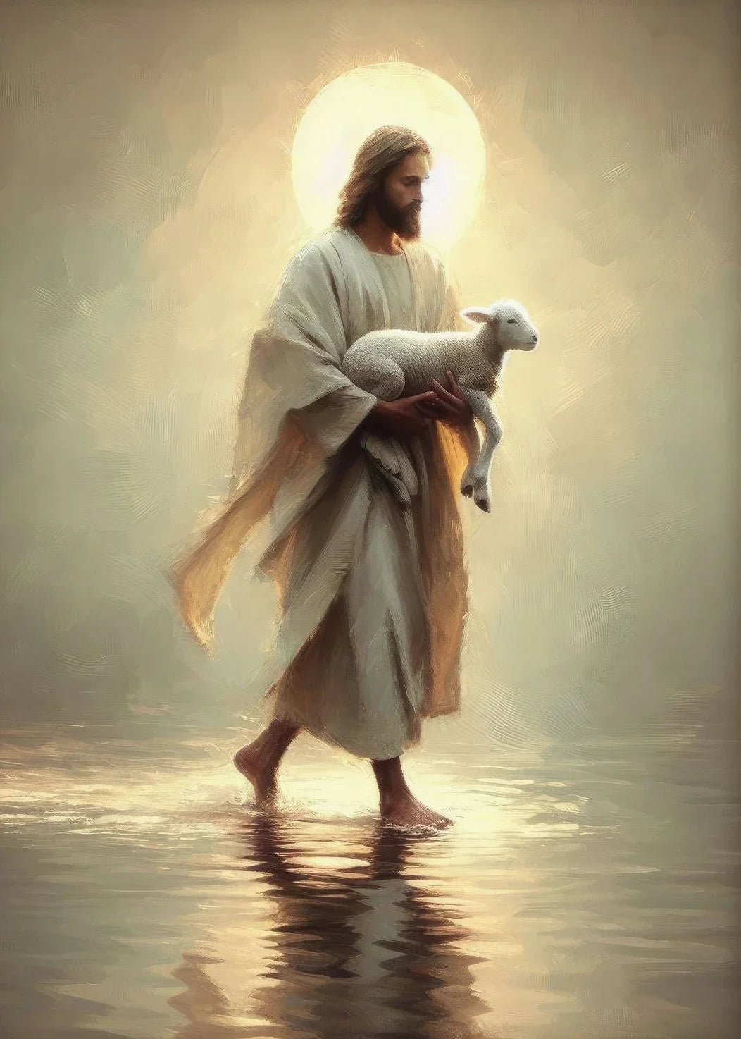 Jesus Lion on Walk Water Christianity Posters Wall Art Pictures Canvas Painting Living Room Bedroom Home Decor Religious Gifts